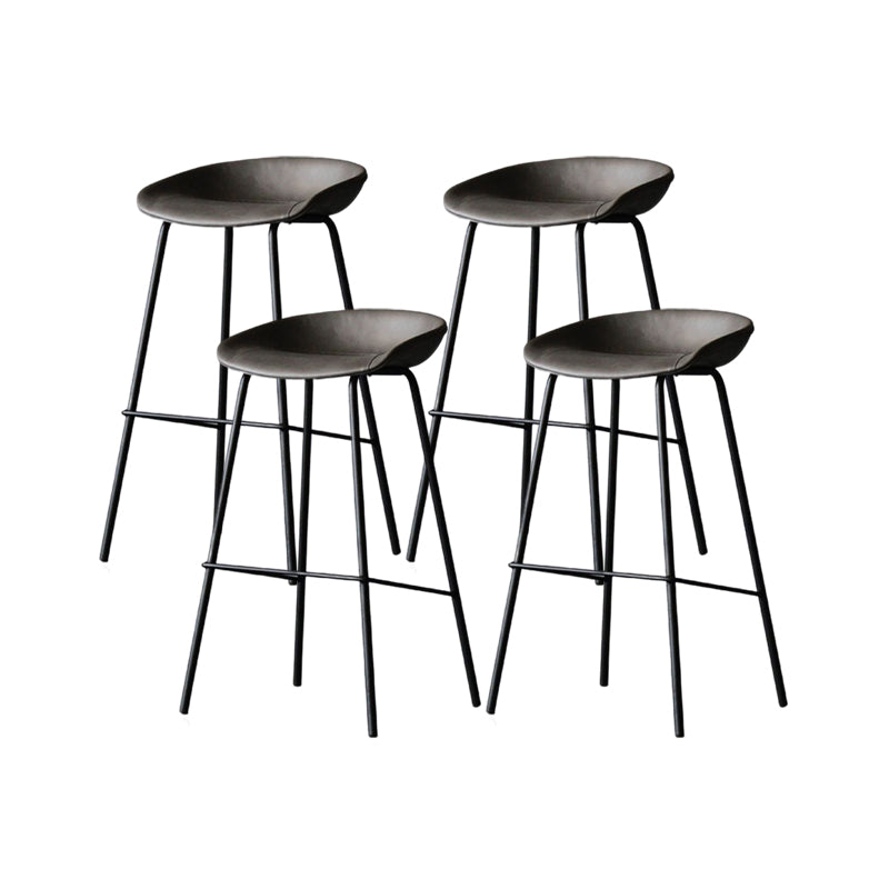 Modern Style Bar-stool PU Leather Counter Bar Stool with Metal Legs for Kitchen Grey 4 Piece Set Clearhalo 'Bar Furniture' 'Bar Stools' 'bar_stools' 'furn' 'furn_bar_stools' 'Furniture' 'furniture_bar_stools' 'Kitchen & Dining Furniture' 4850229