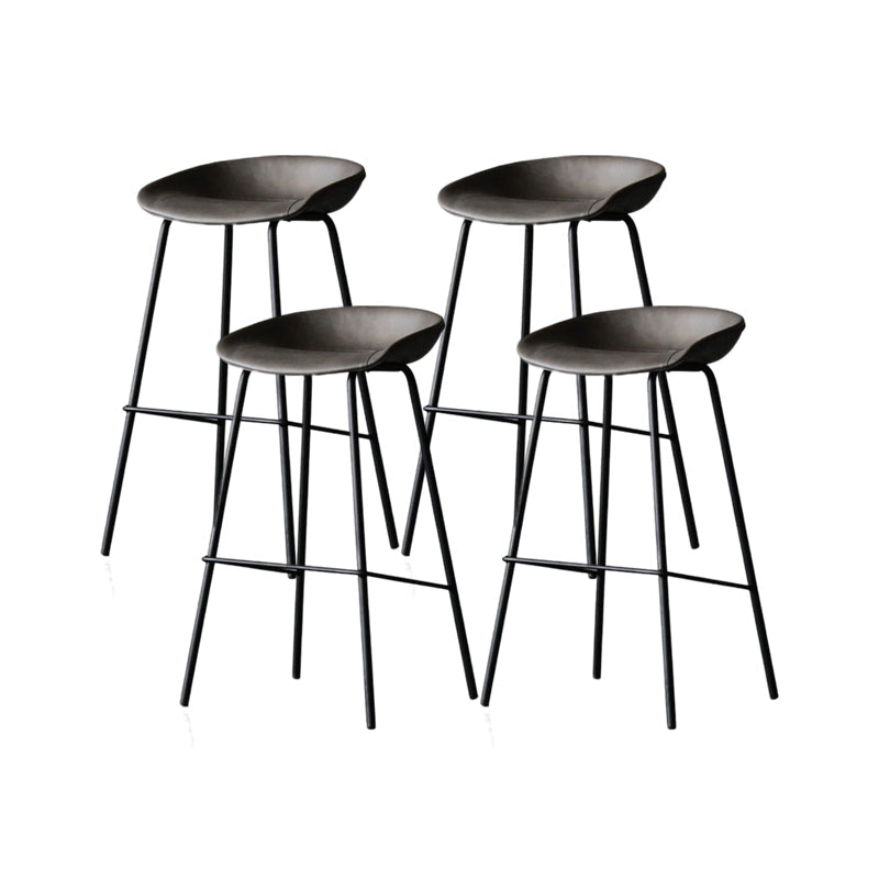 Modern Style Bar-stool PU Leather Counter Bar Stool with Metal Legs for Kitchen Dark Gray 4 Piece Set Clearhalo 'Bar Furniture' 'Bar Stools' 'bar_stools' 'furn' 'furn_bar_stools' 'Furniture' 'furniture_bar_stools' 'Kitchen & Dining Furniture' 4850230