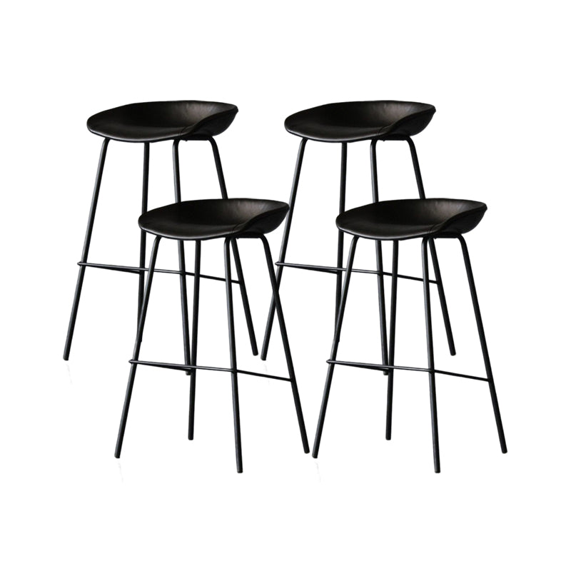 Modern Style Bar-stool PU Leather Counter Bar Stool with Metal Legs for Kitchen Textured Black 4 Piece Set Clearhalo 'Bar Furniture' 'Bar Stools' 'bar_stools' 'furn' 'furn_bar_stools' 'Furniture' 'furniture_bar_stools' 'Kitchen & Dining Furniture' 4850232