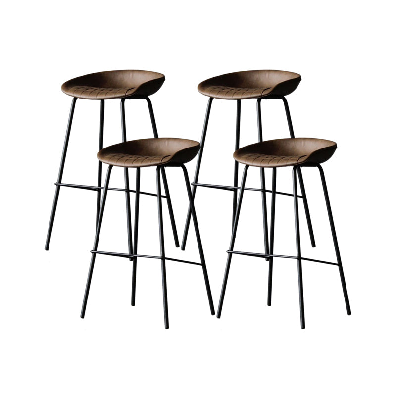 Modern Style Bar-stool PU Leather Counter Bar Stool with Metal Legs for Kitchen Dark Coffee 4 Piece Set Clearhalo 'Bar Furniture' 'Bar Stools' 'bar_stools' 'furn' 'furn_bar_stools' 'Furniture' 'furniture_bar_stools' 'Kitchen & Dining Furniture' 4850235