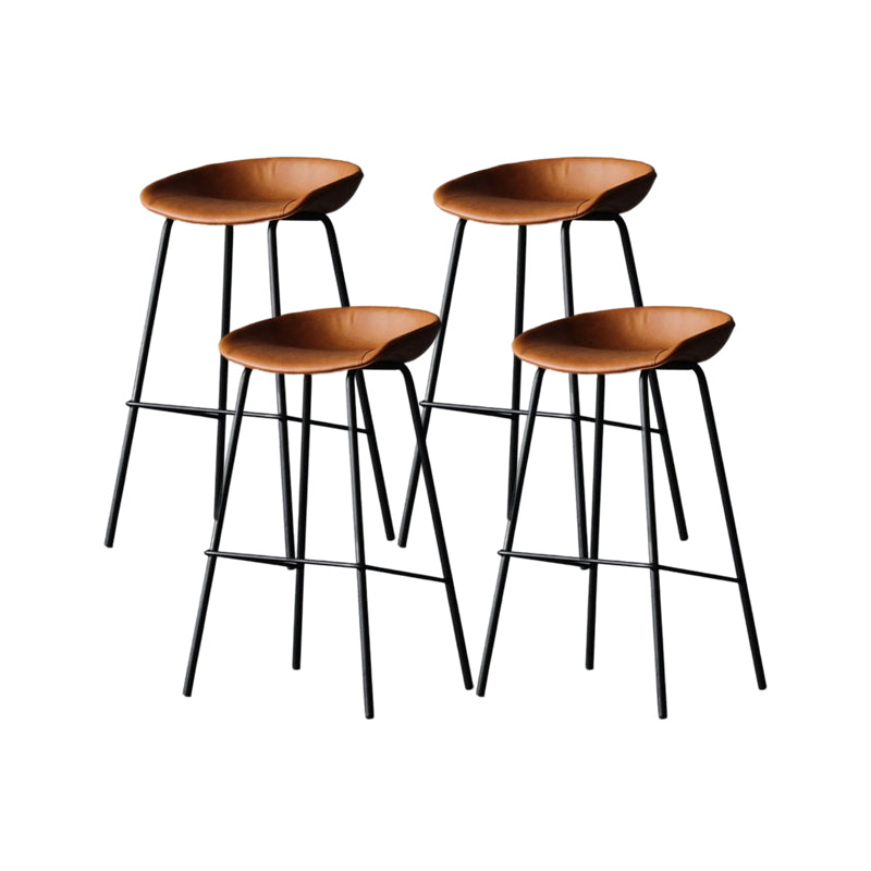 Modern Style Bar-stool PU Leather Counter Bar Stool with Metal Legs for Kitchen Yellow-Brown 4 Piece Set Clearhalo 'Bar Furniture' 'Bar Stools' 'bar_stools' 'furn' 'furn_bar_stools' 'Furniture' 'furniture_bar_stools' 'Kitchen & Dining Furniture' 4850236