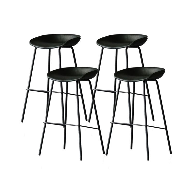 Modern Style Bar-stool PU Leather Counter Bar Stool with Metal Legs for Kitchen Blackish Green 4 Piece Set Clearhalo 'Bar Furniture' 'Bar Stools' 'bar_stools' 'furn' 'furn_bar_stools' 'Furniture' 'furniture_bar_stools' 'Kitchen & Dining Furniture' 4850237