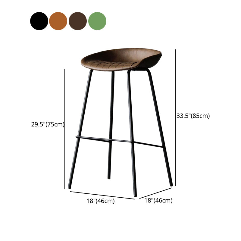Modern Style Bar-stool PU Leather Counter Bar Stool with Metal Legs for Kitchen Clearhalo 'Bar Furniture' 'Bar Stools' 'bar_stools' 'furn' 'furn_bar_stools' 'Furniture' 'furniture_bar_stools' 'Kitchen & Dining Furniture' 4850239