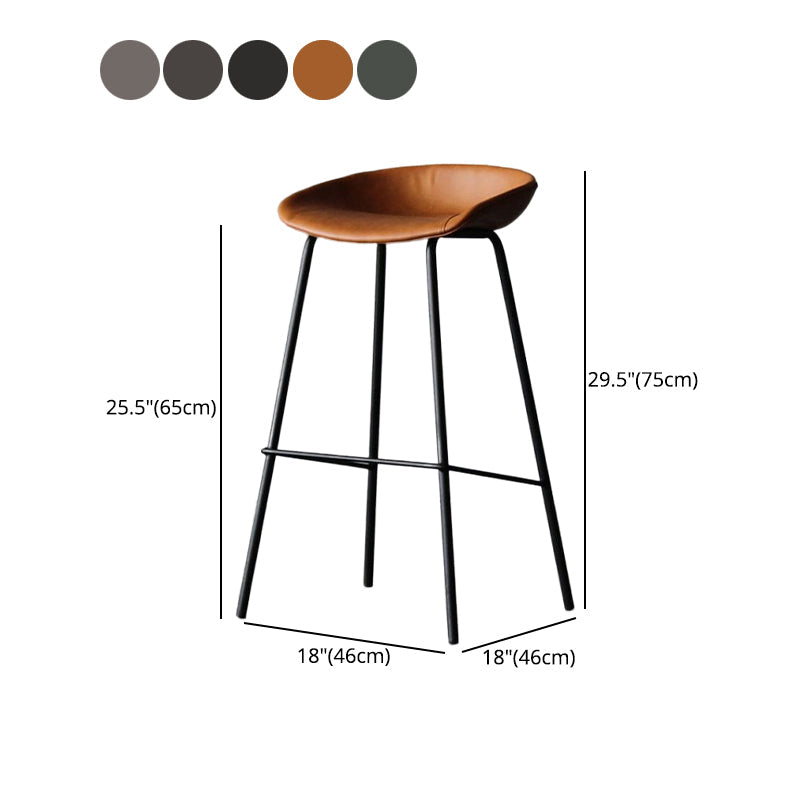 Modern Style Bar-stool PU Leather Counter Bar Stool with Metal Legs for Kitchen Clearhalo 'Bar Furniture' 'Bar Stools' 'bar_stools' 'furn' 'furn_bar_stools' 'Furniture' 'furniture_bar_stools' 'Kitchen & Dining Furniture' 4850241
