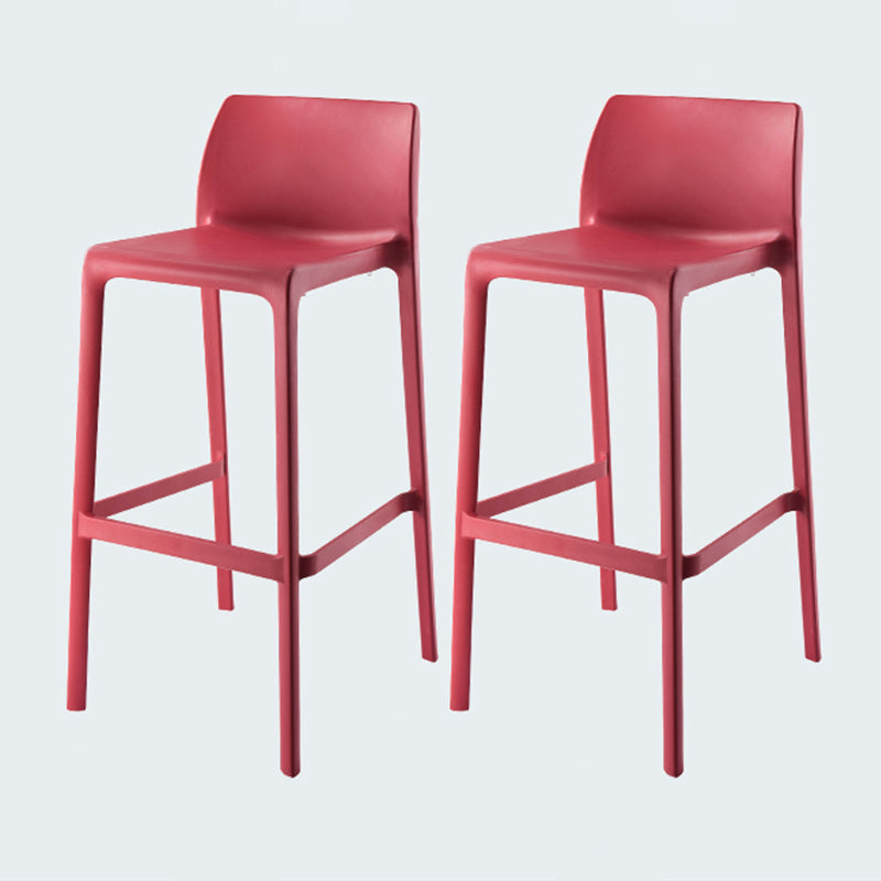 Modern Style Bar-stool Plastic Counter Bar Stool for Kitchen Bar with Plastic Legs Red 2 Piece Set Bar Stool(30"H) Clearhalo 'Bar Furniture' 'Bar Stools' 'bar_stools' 'furn' 'furn_bar_stools' 'Furniture' 'furniture_bar_stools' 'Kitchen & Dining Furniture' 4850295