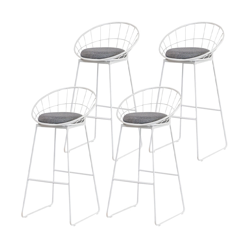 Scandinavian Upholstered Counter Chairs Bucket Barstools with Metal Legs for Home White 4 Piece Set Bar Stool(30"H) Clearhalo 'Bar Furniture' 'Bar Stools' 'bar_stools' 'furn' 'furn_bar_stools' 'Furniture' 'furniture_bar_stools' 'Kitchen & Dining Furniture' 4850337