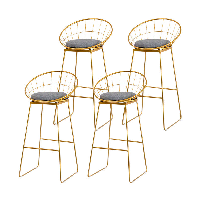 Scandinavian Upholstered Counter Chairs Bucket Barstools with Metal Legs for Home Gold 4 Piece Set Bar Stool(30"H) Clearhalo 'Bar Furniture' 'Bar Stools' 'bar_stools' 'furn' 'furn_bar_stools' 'Furniture' 'furniture_bar_stools' 'Kitchen & Dining Furniture' 4850339