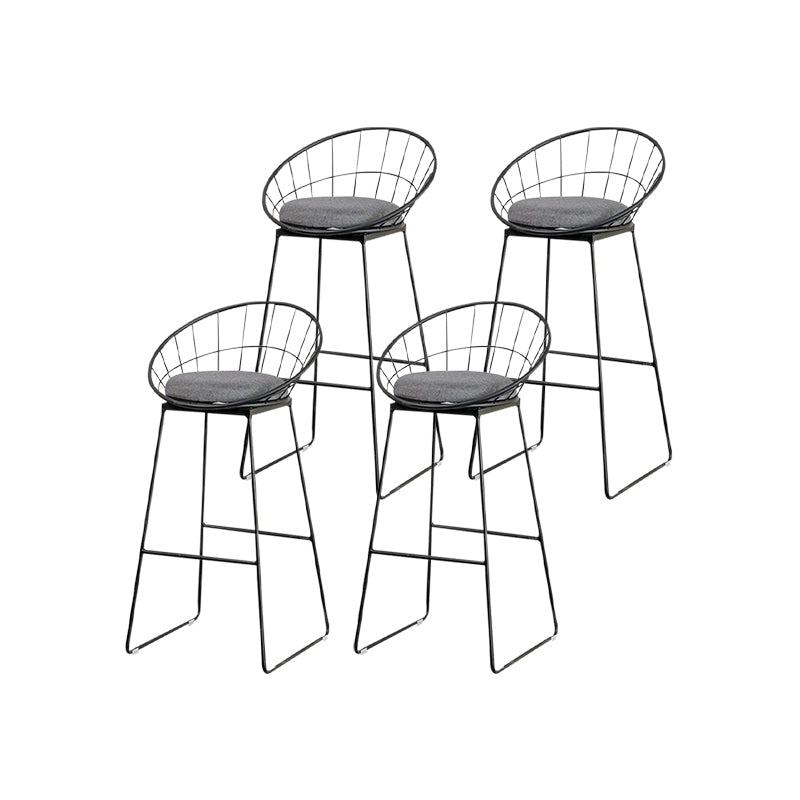 Scandinavian Upholstered Counter Chairs Bucket Barstools with Metal Legs for Home Black 4 Piece Set Counter Stool(26"H) Clearhalo 'Bar Furniture' 'Bar Stools' 'bar_stools' 'furn' 'furn_bar_stools' 'Furniture' 'furniture_bar_stools' 'Kitchen & Dining Furniture' 4850341