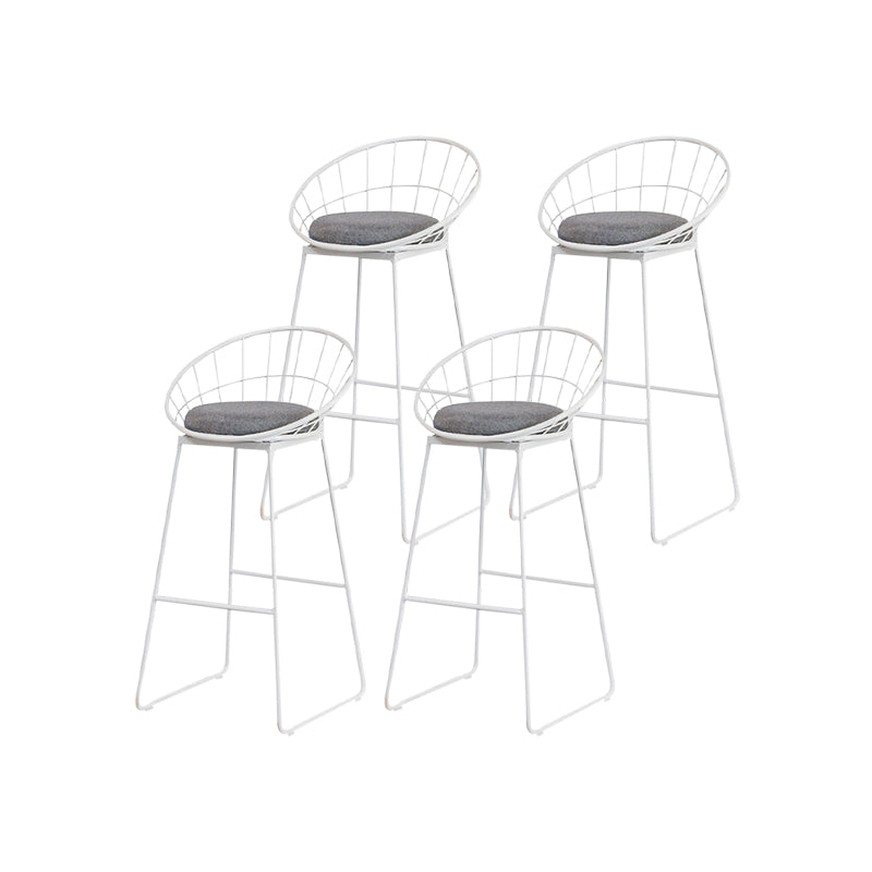 Scandinavian Upholstered Counter Chairs Bucket Barstools with Metal Legs for Home White 4 Piece Set Counter Stool(26"H) Clearhalo 'Bar Furniture' 'Bar Stools' 'bar_stools' 'furn' 'furn_bar_stools' 'Furniture' 'furniture_bar_stools' 'Kitchen & Dining Furniture' 4850343