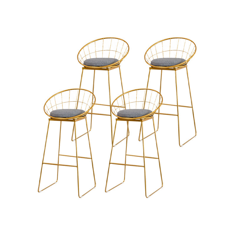 Scandinavian Upholstered Counter Chairs Bucket Barstools with Metal Legs for Home Gold 4 Piece Set Counter Stool(26"H) Clearhalo 'Bar Furniture' 'Bar Stools' 'bar_stools' 'furn' 'furn_bar_stools' 'Furniture' 'furniture_bar_stools' 'Kitchen & Dining Furniture' 4850344