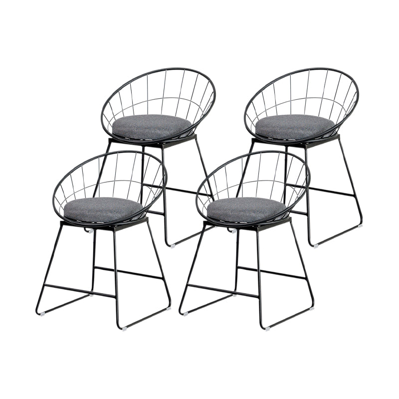 Scandinavian Upholstered Counter Chairs Bucket Barstools with Metal Legs for Home Black 4 Piece Set Short Stool(18"H) Clearhalo 'Bar Furniture' 'Bar Stools' 'bar_stools' 'furn' 'furn_bar_stools' 'Furniture' 'furniture_bar_stools' 'Kitchen & Dining Furniture' 4850347