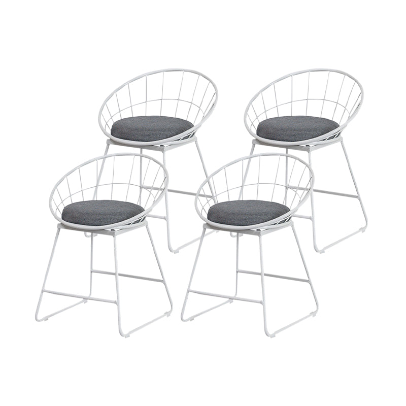 Scandinavian Upholstered Counter Chairs Bucket Barstools with Metal Legs for Home White 4 Piece Set Short Stool(18"H) Clearhalo 'Bar Furniture' 'Bar Stools' 'bar_stools' 'furn' 'furn_bar_stools' 'Furniture' 'furniture_bar_stools' 'Kitchen & Dining Furniture' 4850348
