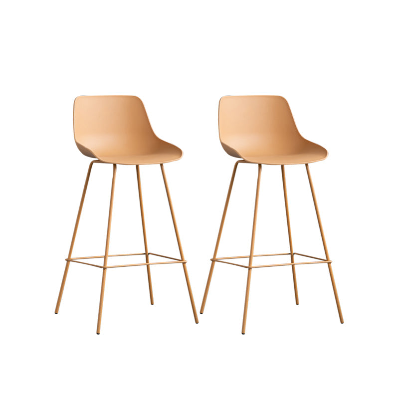 Contemporary Style Bar-stool Plastic Counter Bar Stool for Kitchen Bar with Metal Legs Yellow 2 Piece Set Clearhalo 'Bar Furniture' 'Bar Stools' 'bar_stools' 'furn' 'furn_bar_stools' 'Furniture' 'furniture_bar_stools' 'Kitchen & Dining Furniture' 4850373