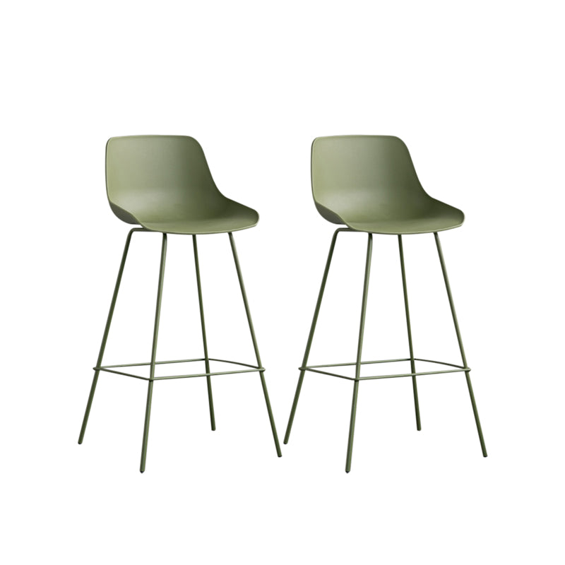 Contemporary Style Bar-stool Plastic Counter Bar Stool for Kitchen Bar with Metal Legs Blackish Green 2 Piece Set Clearhalo 'Bar Furniture' 'Bar Stools' 'bar_stools' 'furn' 'furn_bar_stools' 'Furniture' 'furniture_bar_stools' 'Kitchen & Dining Furniture' 4850375