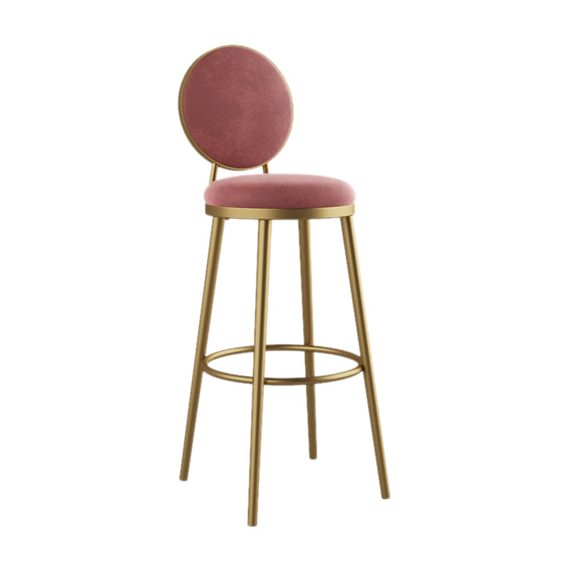 Nordic Design Upholstered Bar Stools for Home Luxury Low Back Round Stools Pink 1 Piece Clearhalo 'Bar Furniture' 'Bar Stools' 'bar_stools' 'furn' 'furn_bar_stools' 'Furniture' 'furniture_bar_stools' 'Kitchen & Dining Furniture' 4850394