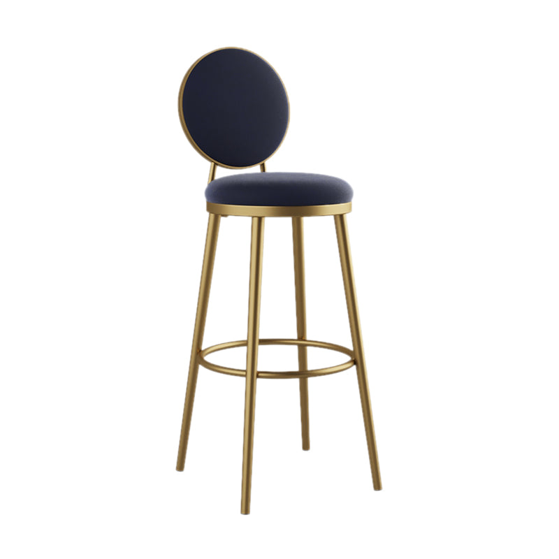 Nordic Design Upholstered Bar Stools for Home Luxury Low Back Round Stools Blue 1 Piece Clearhalo 'Bar Furniture' 'Bar Stools' 'bar_stools' 'furn' 'furn_bar_stools' 'Furniture' 'furniture_bar_stools' 'Kitchen & Dining Furniture' 4850396
