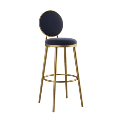 Nordic Design Upholstered Bar Stools for Home Luxury Low Back Round Stools Blue 1 Piece Clearhalo 'Bar Furniture' 'Bar Stools' 'bar_stools' 'furn' 'furn_bar_stools' 'Furniture' 'furniture_bar_stools' 'Kitchen & Dining Furniture' 4850396
