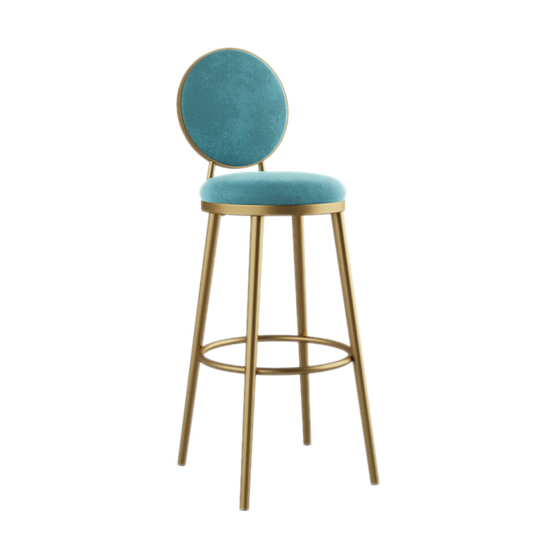 Nordic Design Upholstered Bar Stools for Home Luxury Low Back Round Stools Sky Blue 1 Piece Clearhalo 'Bar Furniture' 'Bar Stools' 'bar_stools' 'furn' 'furn_bar_stools' 'Furniture' 'furniture_bar_stools' 'Kitchen & Dining Furniture' 4850398