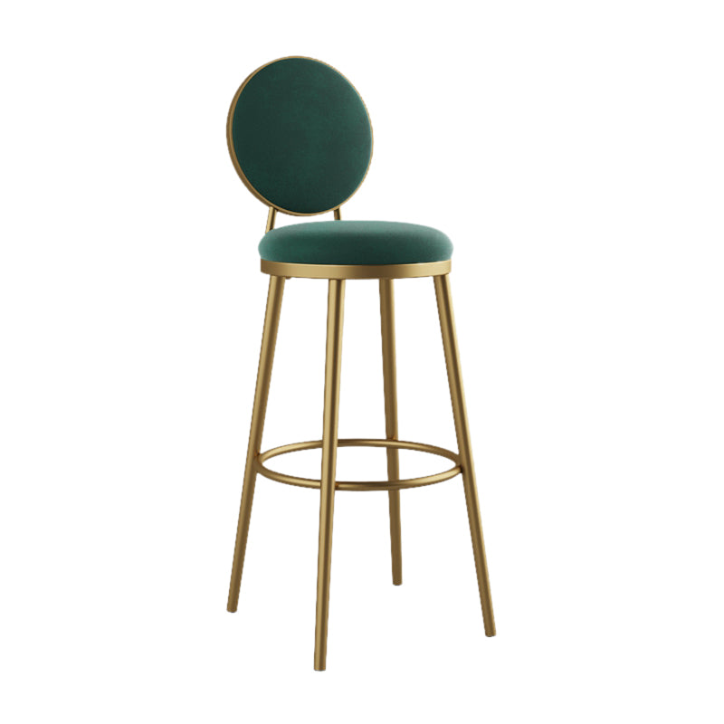 Nordic Design Upholstered Bar Stools for Home Luxury Low Back Round Stools Blackish Green 1 Piece Clearhalo 'Bar Furniture' 'Bar Stools' 'bar_stools' 'furn' 'furn_bar_stools' 'Furniture' 'furniture_bar_stools' 'Kitchen & Dining Furniture' 4850400