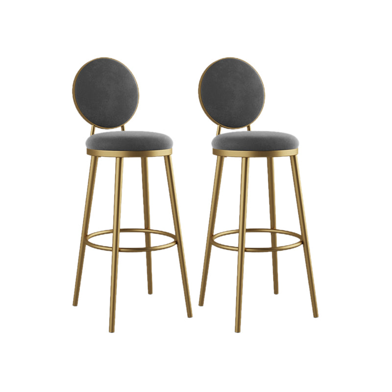 Nordic Design Upholstered Bar Stools for Home Luxury Low Back Round Stools Grey 2 Piece Set Clearhalo 'Bar Furniture' 'Bar Stools' 'bar_stools' 'furn' 'furn_bar_stools' 'Furniture' 'furniture_bar_stools' 'Kitchen & Dining Furniture' 4850402