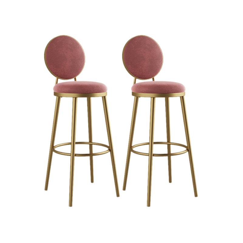 Nordic Design Upholstered Bar Stools for Home Luxury Low Back Round Stools Pink 2 Piece Set Clearhalo 'Bar Furniture' 'Bar Stools' 'bar_stools' 'furn' 'furn_bar_stools' 'Furniture' 'furniture_bar_stools' 'Kitchen & Dining Furniture' 4850405