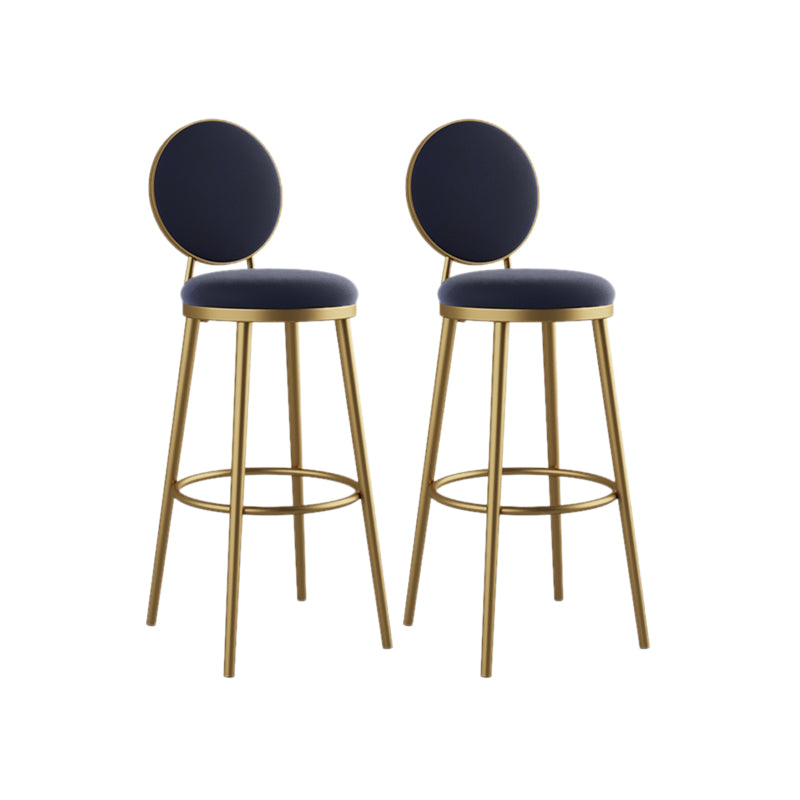 Nordic Design Upholstered Bar Stools for Home Luxury Low Back Round Stools Blue 2 Piece Set Clearhalo 'Bar Furniture' 'Bar Stools' 'bar_stools' 'furn' 'furn_bar_stools' 'Furniture' 'furniture_bar_stools' 'Kitchen & Dining Furniture' 4850408