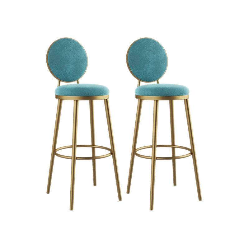Nordic Design Upholstered Bar Stools for Home Luxury Low Back Round Stools Sky Blue 2 Piece Set Clearhalo 'Bar Furniture' 'Bar Stools' 'bar_stools' 'furn' 'furn_bar_stools' 'Furniture' 'furniture_bar_stools' 'Kitchen & Dining Furniture' 4850409