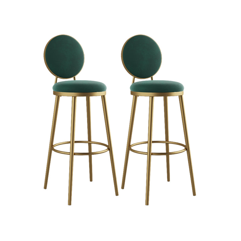 Nordic Design Upholstered Bar Stools for Home Luxury Low Back Round Stools Blackish Green 2 Piece Set Clearhalo 'Bar Furniture' 'Bar Stools' 'bar_stools' 'furn' 'furn_bar_stools' 'Furniture' 'furniture_bar_stools' 'Kitchen & Dining Furniture' 4850412