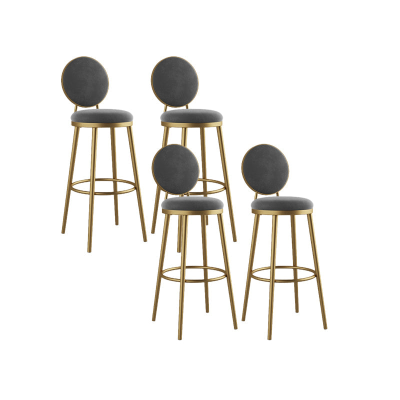 Nordic Design Upholstered Bar Stools for Home Luxury Low Back Round Stools Grey 4 Piece Set Clearhalo 'Bar Furniture' 'Bar Stools' 'bar_stools' 'furn' 'furn_bar_stools' 'Furniture' 'furniture_bar_stools' 'Kitchen & Dining Furniture' 4850414