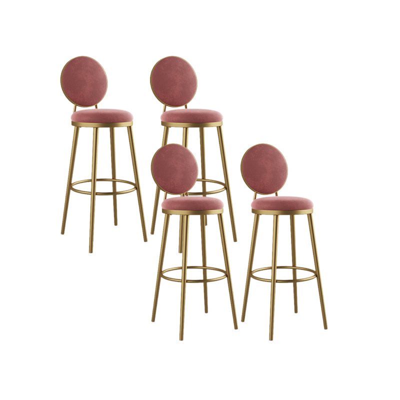 Nordic Design Upholstered Bar Stools for Home Luxury Low Back Round Stools Pink 4 Piece Set Clearhalo 'Bar Furniture' 'Bar Stools' 'bar_stools' 'furn' 'furn_bar_stools' 'Furniture' 'furniture_bar_stools' 'Kitchen & Dining Furniture' 4850417