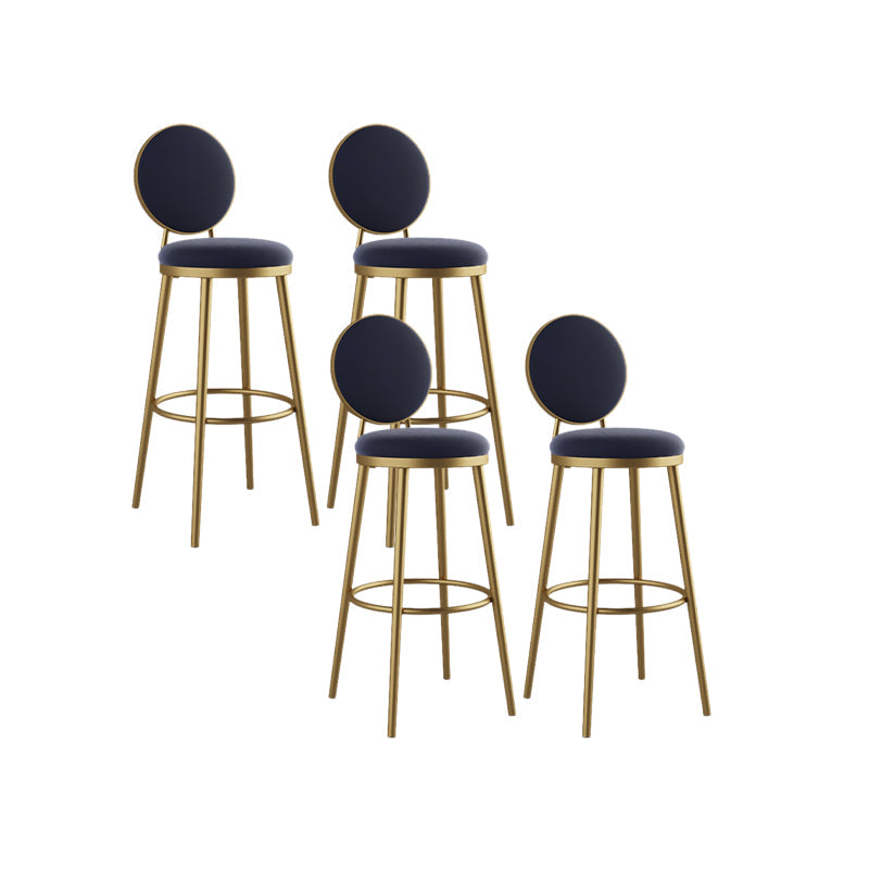 Nordic Design Upholstered Bar Stools for Home Luxury Low Back Round Stools Blue 4 Piece Set Clearhalo 'Bar Furniture' 'Bar Stools' 'bar_stools' 'furn' 'furn_bar_stools' 'Furniture' 'furniture_bar_stools' 'Kitchen & Dining Furniture' 4850419