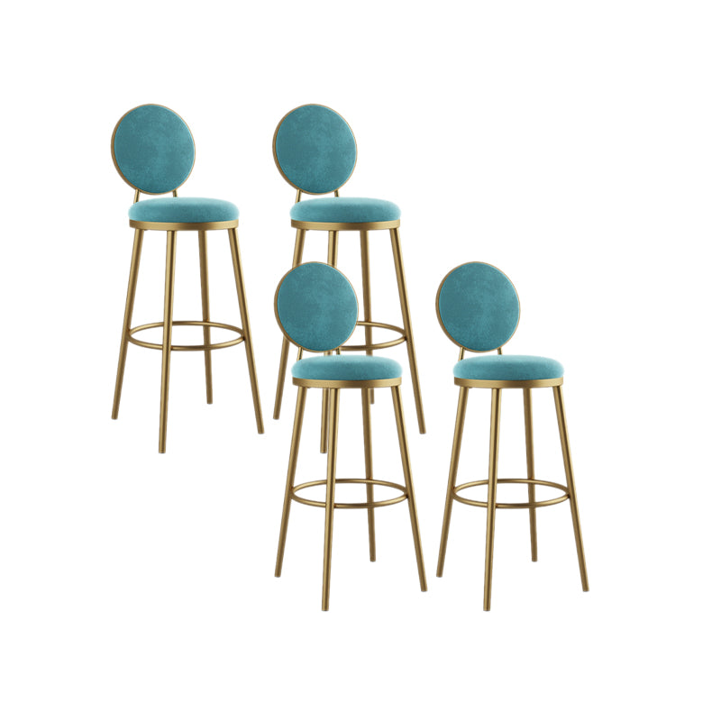 Nordic Design Upholstered Bar Stools for Home Luxury Low Back Round Stools Sky Blue 4 Piece Set Clearhalo 'Bar Furniture' 'Bar Stools' 'bar_stools' 'furn' 'furn_bar_stools' 'Furniture' 'furniture_bar_stools' 'Kitchen & Dining Furniture' 4850420