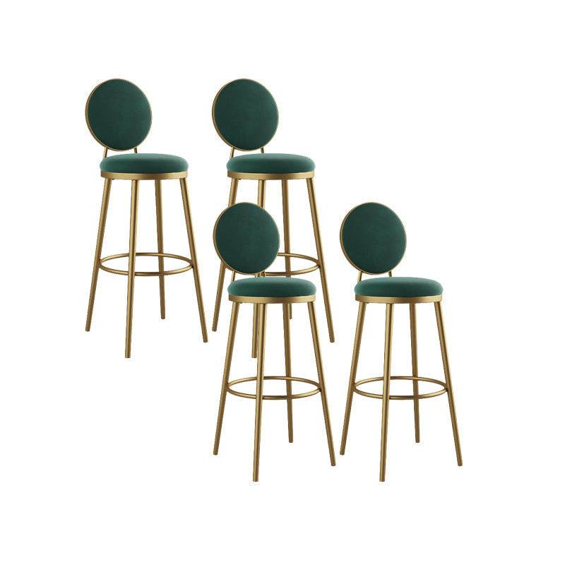 Nordic Design Upholstered Bar Stools for Home Luxury Low Back Round Stools Blackish Green 4 Piece Set Clearhalo 'Bar Furniture' 'Bar Stools' 'bar_stools' 'furn' 'furn_bar_stools' 'Furniture' 'furniture_bar_stools' 'Kitchen & Dining Furniture' 4850421
