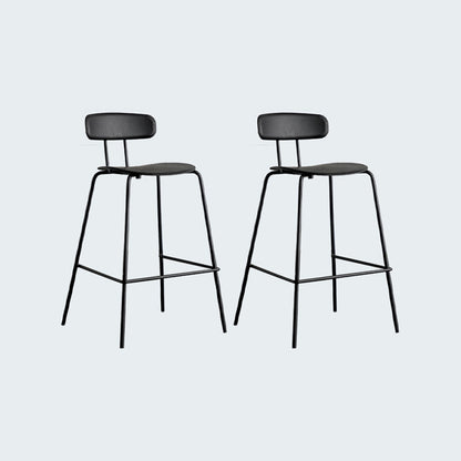 Modern Bar-stool Plastic Counter Bar Stool for Kitchen Bar with Metal Legs Black 2 Piece Set Counter Stool(26"H) Clearhalo 'Bar Furniture' 'Bar Stools' 'bar_stools' 'furn' 'furn_bar_stools' 'Furniture' 'furniture_bar_stools' 'Kitchen & Dining Furniture' 4850470