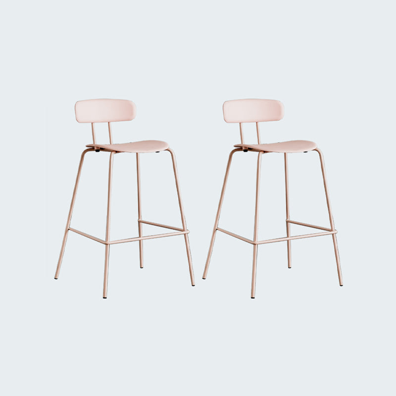 Modern Bar-stool Plastic Counter Bar Stool for Kitchen Bar with Metal Legs Pink 2 Piece Set Counter Stool(26"H) Clearhalo 'Bar Furniture' 'Bar Stools' 'bar_stools' 'furn' 'furn_bar_stools' 'Furniture' 'furniture_bar_stools' 'Kitchen & Dining Furniture' 4850477