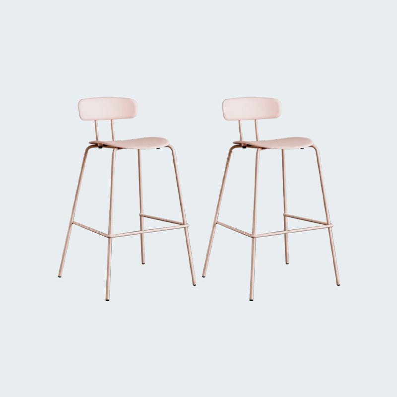 Modern Bar-stool Plastic Counter Bar Stool for Kitchen Bar with Metal Legs Pink 2 Piece Set Bar Stool(30"H) Clearhalo 'Bar Furniture' 'Bar Stools' 'bar_stools' 'furn' 'furn_bar_stools' 'Furniture' 'furniture_bar_stools' 'Kitchen & Dining Furniture' 4850479