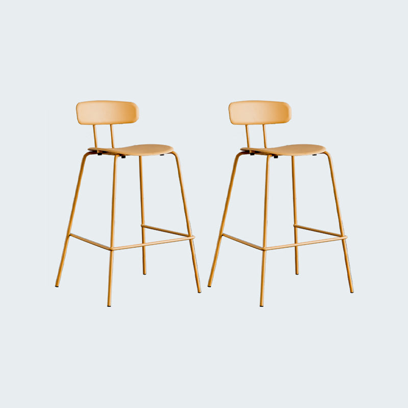 Modern Bar-stool Plastic Counter Bar Stool for Kitchen Bar with Metal Legs Yellow 2 Piece Set Counter Stool(26"H) Clearhalo 'Bar Furniture' 'Bar Stools' 'bar_stools' 'furn' 'furn_bar_stools' 'Furniture' 'furniture_bar_stools' 'Kitchen & Dining Furniture' 4850482