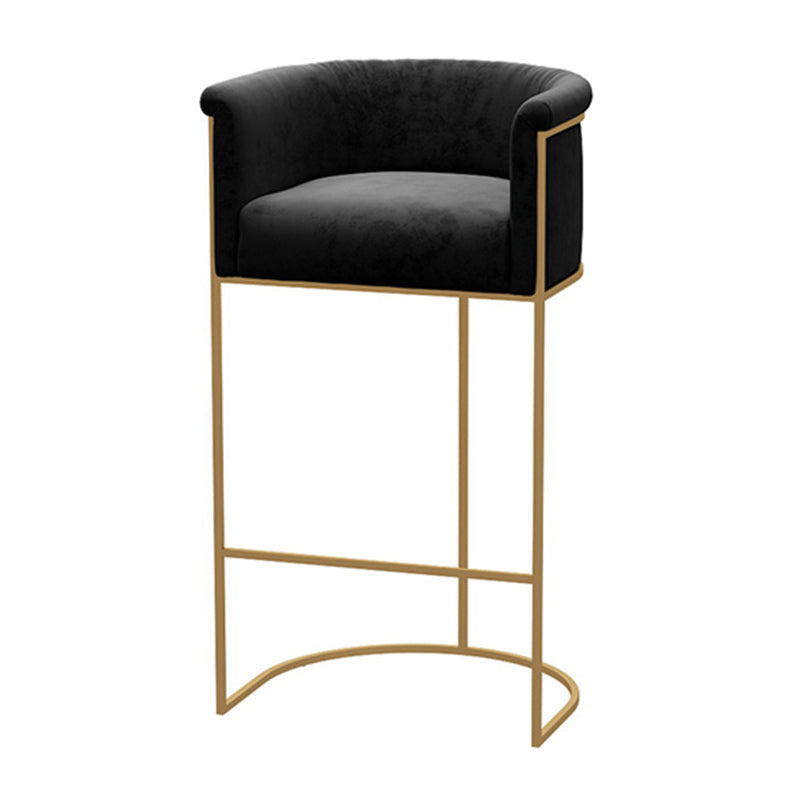 Nordic Design Upholstered Bar Stools for Home Use Luxury Low Back Round Stools Black 1 Piece Clearhalo 'Bar Furniture' 'Bar Stools' 'bar_stools' 'furn' 'furn_bar_stools' 'Furniture' 'furniture_bar_stools' 'Kitchen & Dining Furniture' 4850501