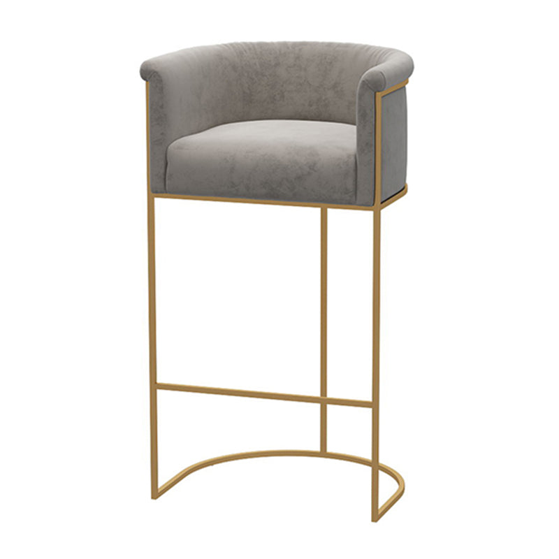 Nordic Design Upholstered Bar Stools for Home Use Luxury Low Back Round Stools Grey 1 Piece Clearhalo 'Bar Furniture' 'Bar Stools' 'bar_stools' 'furn' 'furn_bar_stools' 'Furniture' 'furniture_bar_stools' 'Kitchen & Dining Furniture' 4850502