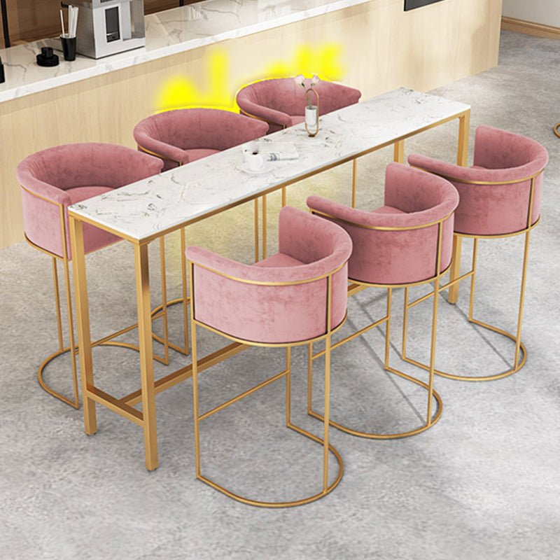 Nordic Design Upholstered Bar Stools for Home Use Luxury Low Back Round Stools Clearhalo 'Bar Furniture' 'Bar Stools' 'bar_stools' 'furn' 'furn_bar_stools' 'Furniture' 'furniture_bar_stools' 'Kitchen & Dining Furniture' 4850505