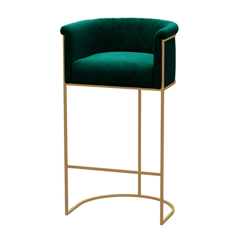 Nordic Design Upholstered Bar Stools for Home Use Luxury Low Back Round Stools Blackish Green 1 Piece Clearhalo 'Bar Furniture' 'Bar Stools' 'bar_stools' 'furn' 'furn_bar_stools' 'Furniture' 'furniture_bar_stools' 'Kitchen & Dining Furniture' 4850506