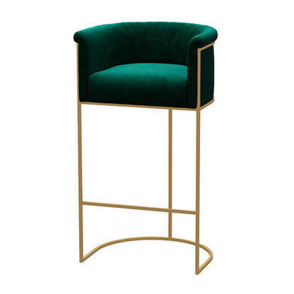 Nordic Design Upholstered Bar Stools for Home Use Luxury Low Back Round Stools Blackish Green 1 Piece Clearhalo 'Bar Furniture' 'Bar Stools' 'bar_stools' 'furn' 'furn_bar_stools' 'Furniture' 'furniture_bar_stools' 'Kitchen & Dining Furniture' 4850506