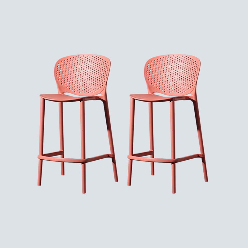 Nordic Style Bar-stool Plastic Counter Bar Stool for Kitchen Bar with Plastic Legs Red 2 Piece Set Counter Stool(26"H) Clearhalo 'Bar Furniture' 'Bar Stools' 'bar_stools' 'furn' 'furn_bar_stools' 'Furniture' 'furniture_bar_stools' 'Kitchen & Dining Furniture' 4850524