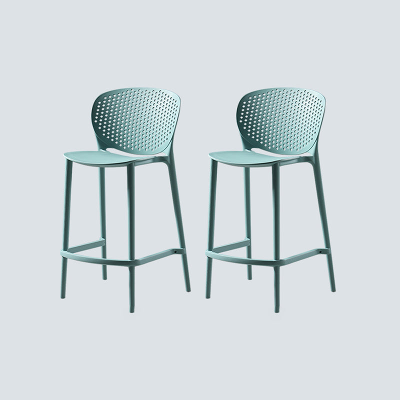Nordic Style Bar-stool Plastic Counter Bar Stool for Kitchen Bar with Plastic Legs Blue 2 Piece Set Counter Stool(26"H) Clearhalo 'Bar Furniture' 'Bar Stools' 'bar_stools' 'furn' 'furn_bar_stools' 'Furniture' 'furniture_bar_stools' 'Kitchen & Dining Furniture' 4850525