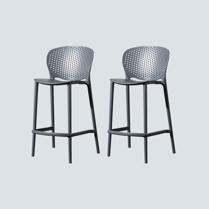 Nordic Style Bar-stool Plastic Counter Bar Stool for Kitchen Bar with Plastic Legs Black-Gray 2 Piece Set Counter Stool(26"H) Clearhalo 'Bar Furniture' 'Bar Stools' 'bar_stools' 'furn' 'furn_bar_stools' 'Furniture' 'furniture_bar_stools' 'Kitchen & Dining Furniture' 4850527