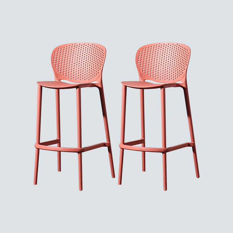 Nordic Style Bar-stool Plastic Counter Bar Stool for Kitchen Bar with Plastic Legs Red 2 Piece Set Bar Stool(30"H) Clearhalo 'Bar Furniture' 'Bar Stools' 'bar_stools' 'furn' 'furn_bar_stools' 'Furniture' 'furniture_bar_stools' 'Kitchen & Dining Furniture' 4850531