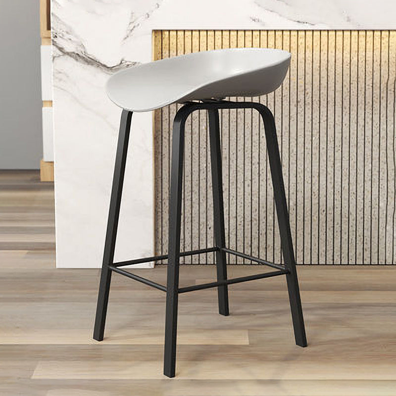 Nordic Design Bucket Low Back Stools for Home Plastic Counter Stool with Metal Legs Grey 1 Piece Clearhalo 'Bar Furniture' 'Bar Stools' 'bar_stools' 'furn' 'furn_bar_stools' 'Furniture' 'furniture_bar_stools' 'Kitchen & Dining Furniture' 4850549