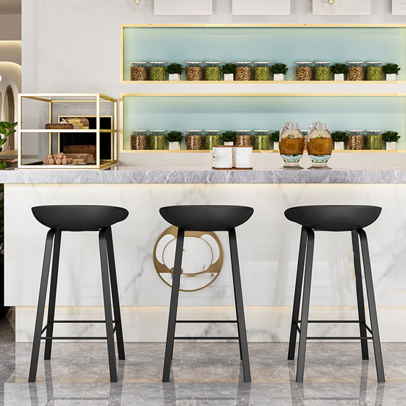 Nordic Design Bucket Low Back Stools for Home Plastic Counter Stool with Metal Legs Clearhalo 'Bar Furniture' 'Bar Stools' 'bar_stools' 'furn' 'furn_bar_stools' 'Furniture' 'furniture_bar_stools' 'Kitchen & Dining Furniture' 4850551