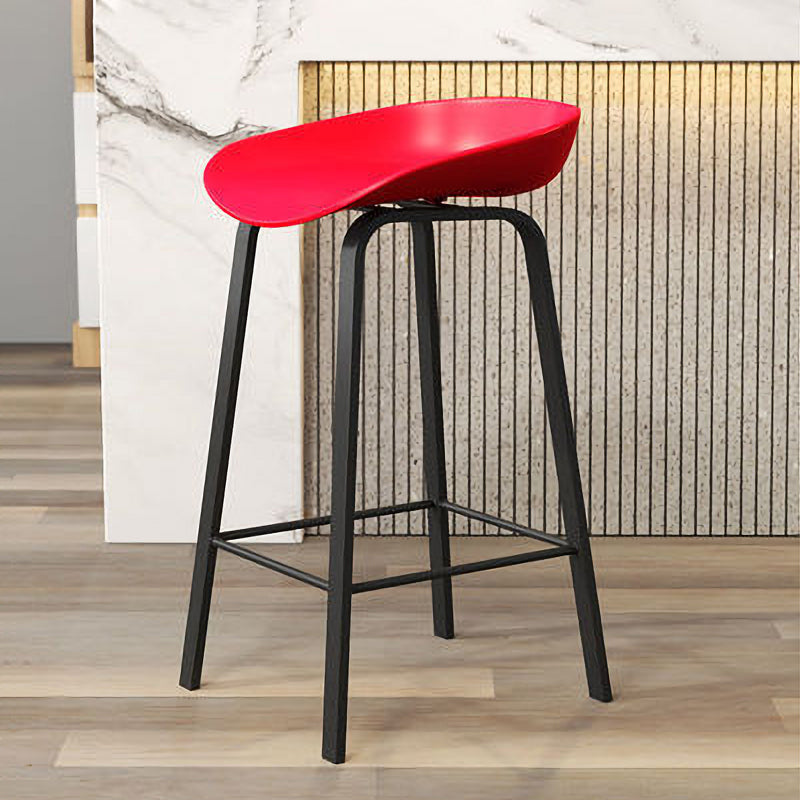 Nordic Design Bucket Low Back Stools for Home Plastic Counter Stool with Metal Legs Red 1 Piece Clearhalo 'Bar Furniture' 'Bar Stools' 'bar_stools' 'furn' 'furn_bar_stools' 'Furniture' 'furniture_bar_stools' 'Kitchen & Dining Furniture' 4850553