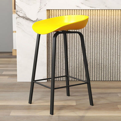 Nordic Design Bucket Low Back Stools for Home Plastic Counter Stool with Metal Legs Yellow 1 Piece Clearhalo 'Bar Furniture' 'Bar Stools' 'bar_stools' 'furn' 'furn_bar_stools' 'Furniture' 'furniture_bar_stools' 'Kitchen & Dining Furniture' 4850555